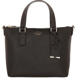 Kate Spade Cameron Street Lucie Black Crosshatched Leather Tote Crossbody Bag
